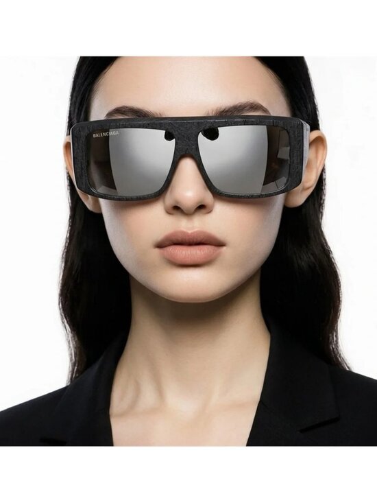 Original Balenciaga Black BB0002S Shield Sunglasses main image 6